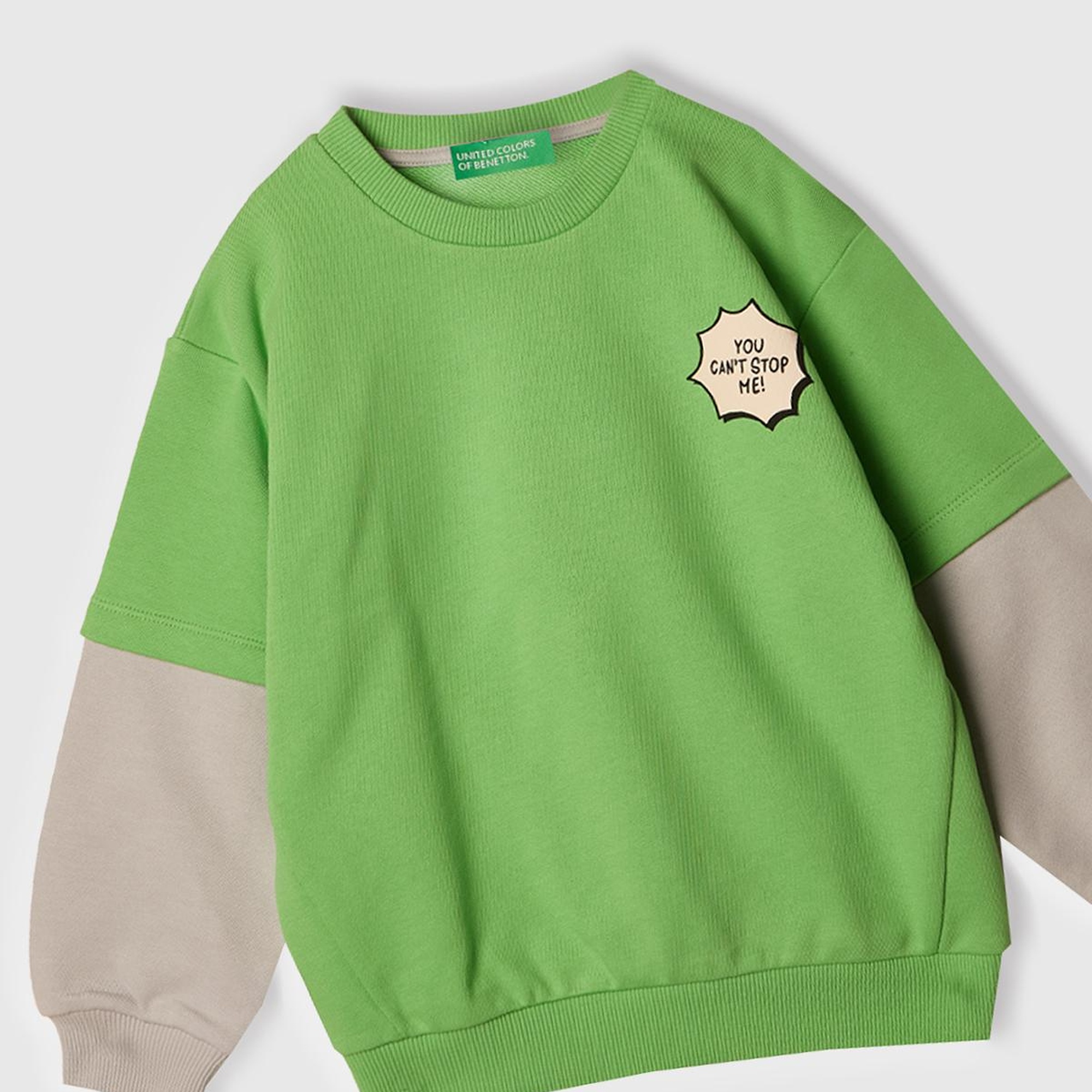 Erkek Çocuk Fıstık Yeşili Grafik Baskılı Çift Kollu Bisiklet Yaka Sweatshirt