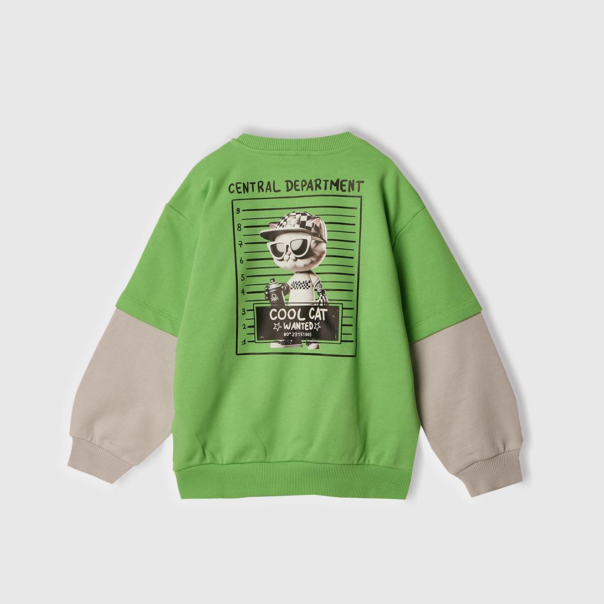 Erkek Çocuk Fıstık Yeşili Grafik Baskılı Çift Kollu Bisiklet Yaka Sweatshirt