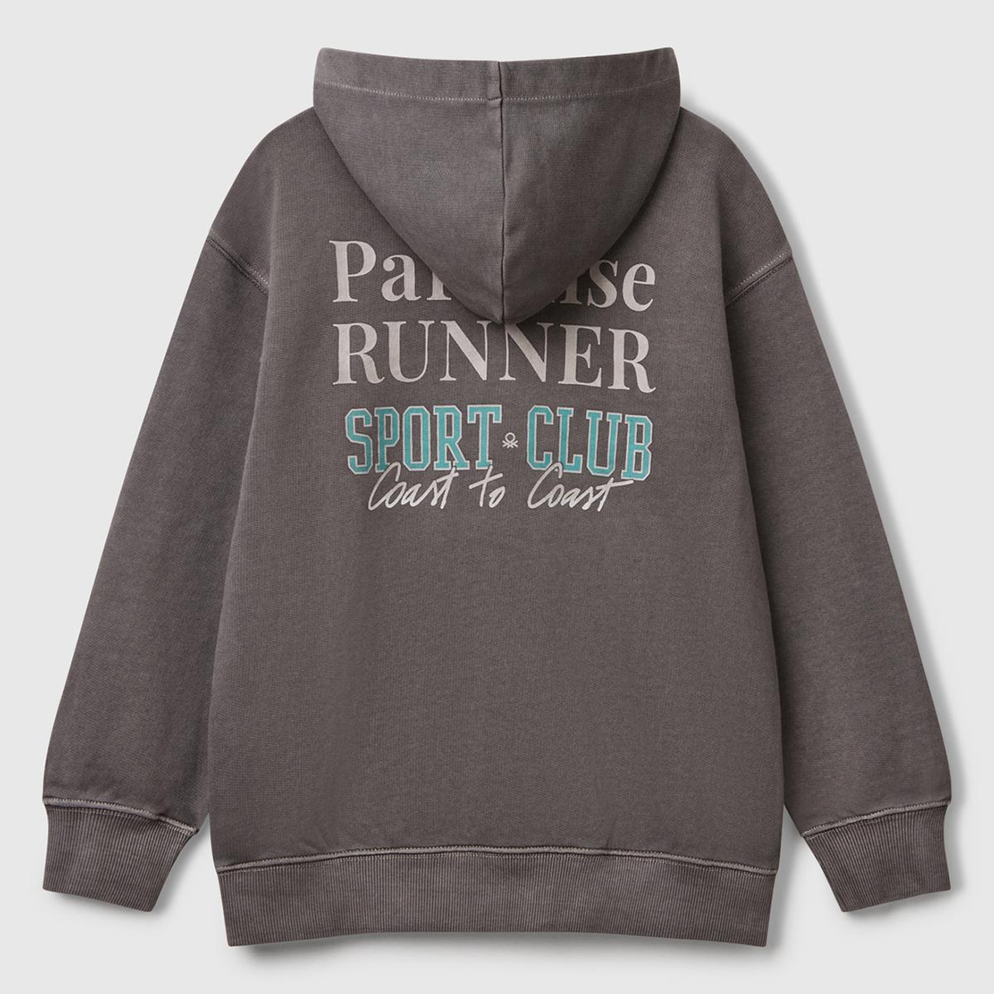 Erkek Çocuk Antrasit Baskılı Soluk Efektli Kese Cepli Kapüşonlu Sweatshirt