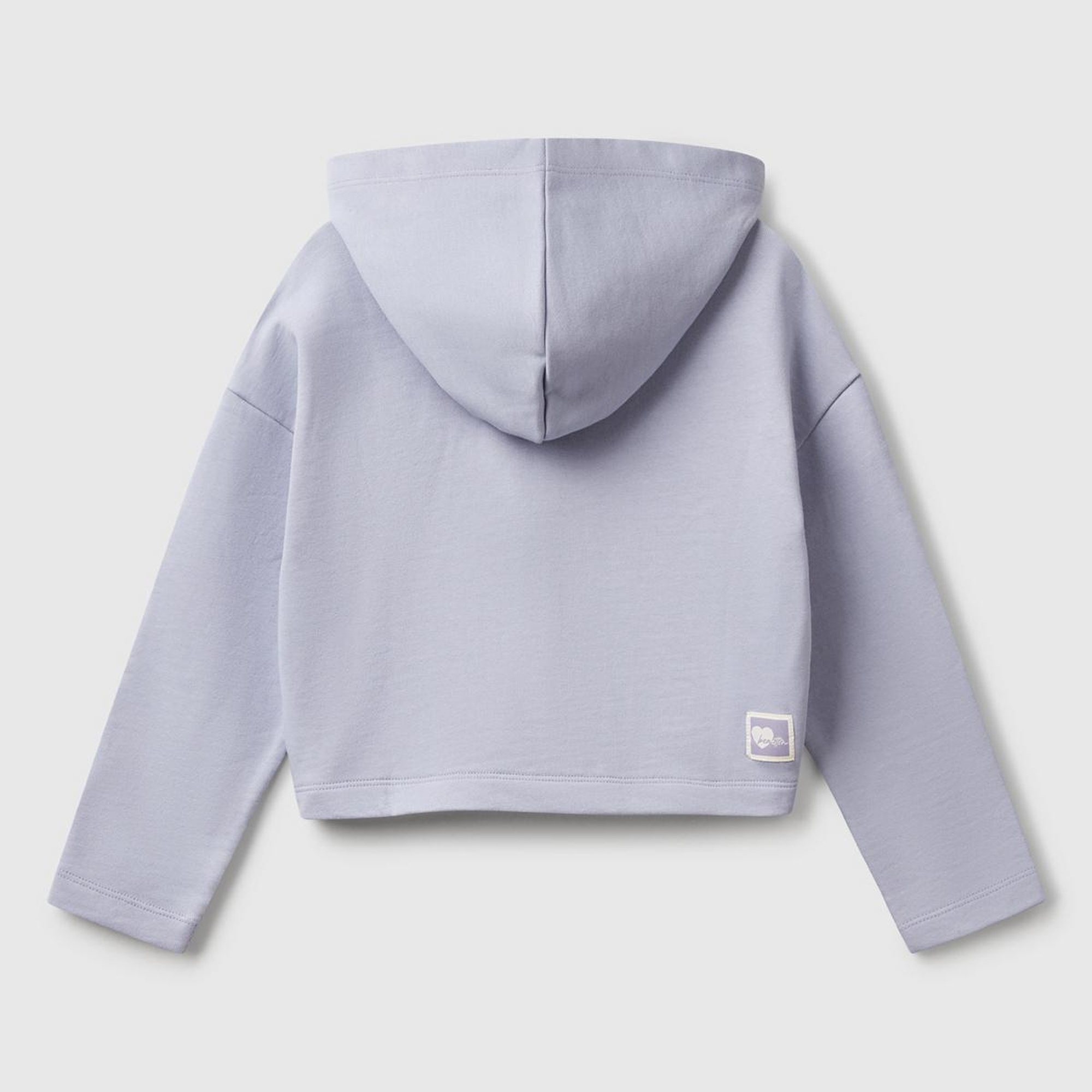 Kız Çocuk Lila Arkası Logo Etiketli Kapüşonlu Relax Fit Sweatshirt