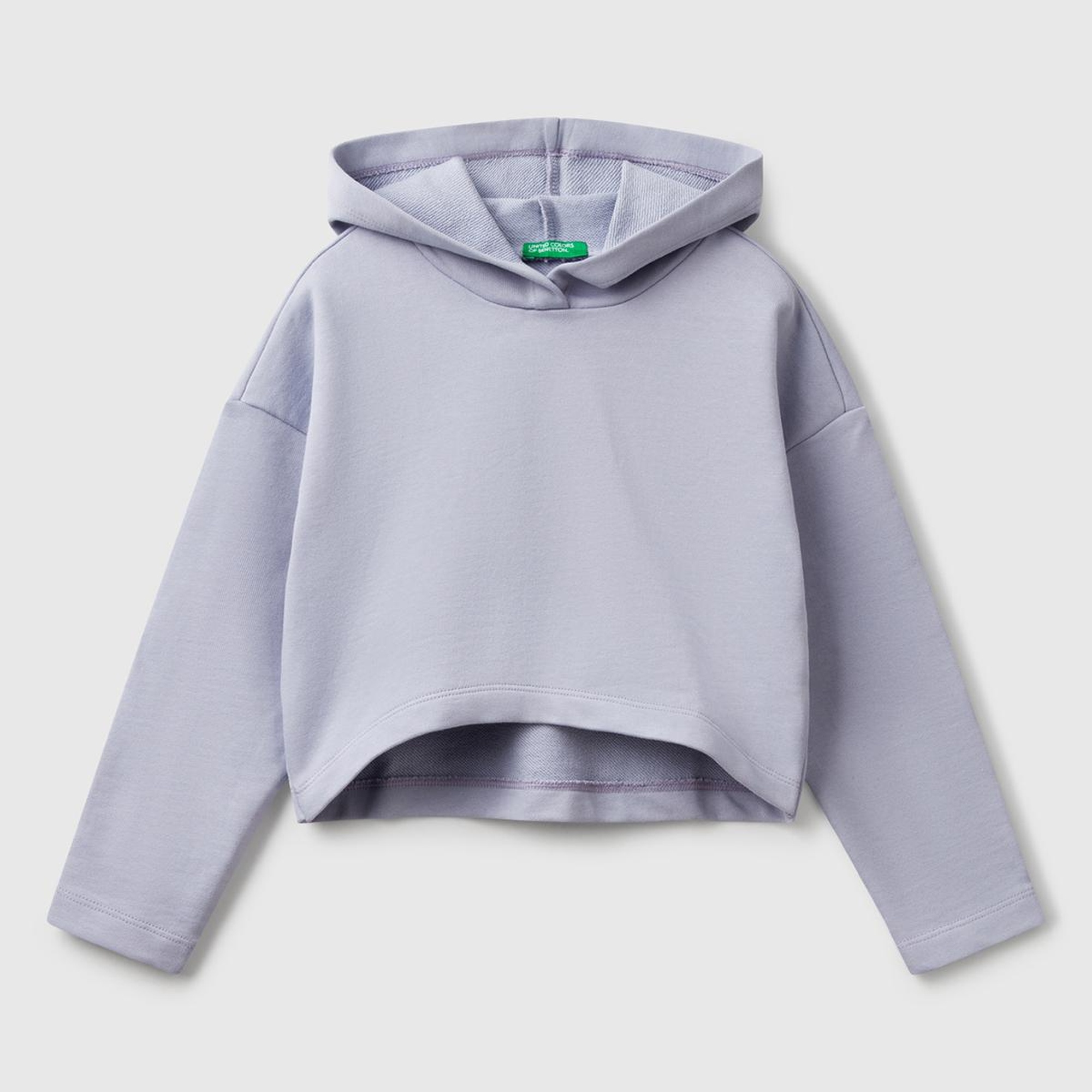Kız Çocuk Lila Arkası Logo Etiketli Kapüşonlu Relax Fit Sweatshirt