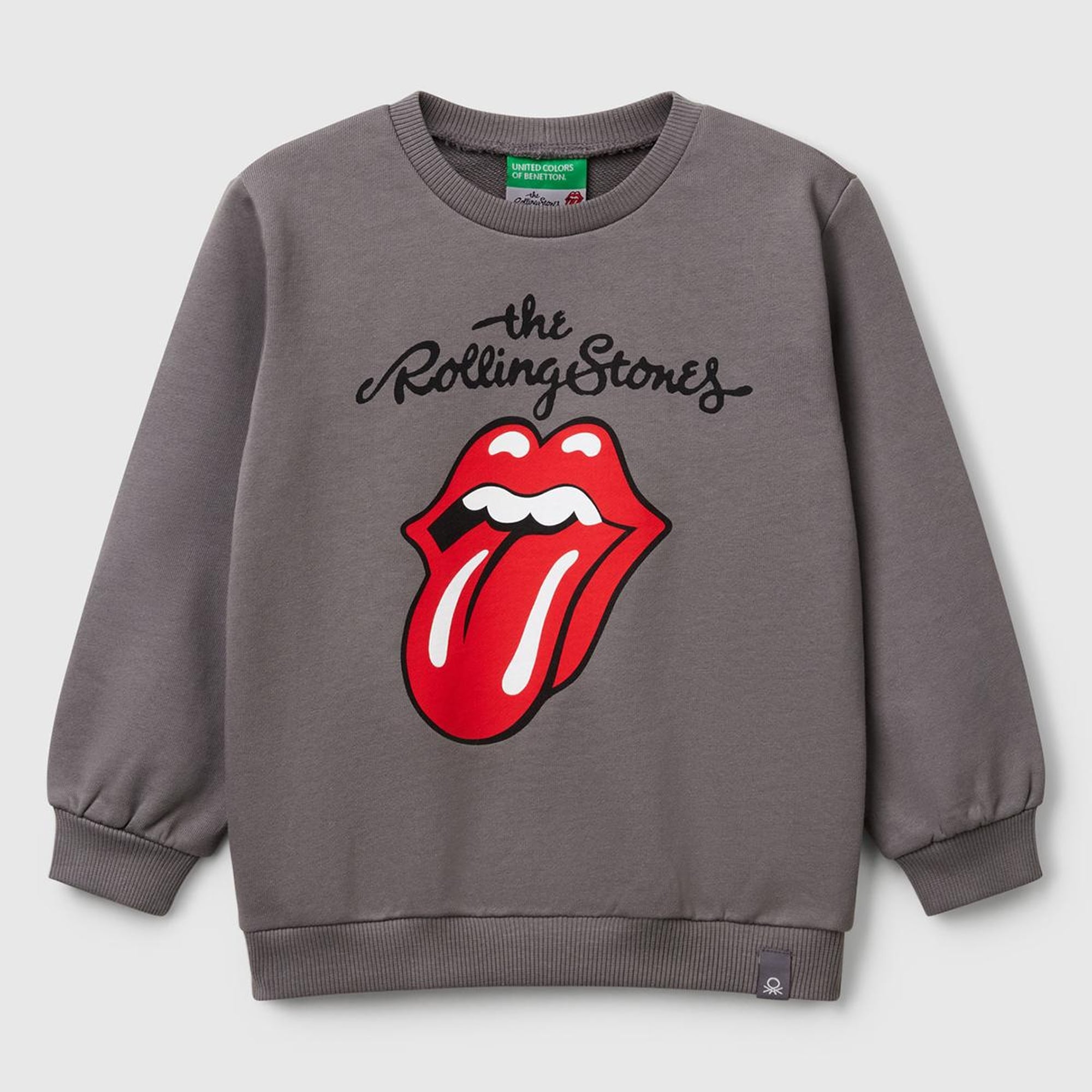 Kız Çocuk Antrasit Rolling Stones Baskılı Etiket Logolu Bisiklet Yaka Sweatshirt