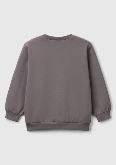  Kız Çocuk Antrasit Rolling Stones Baskılı Etiket Logolu Bisiklet Yaka Sweatshirt