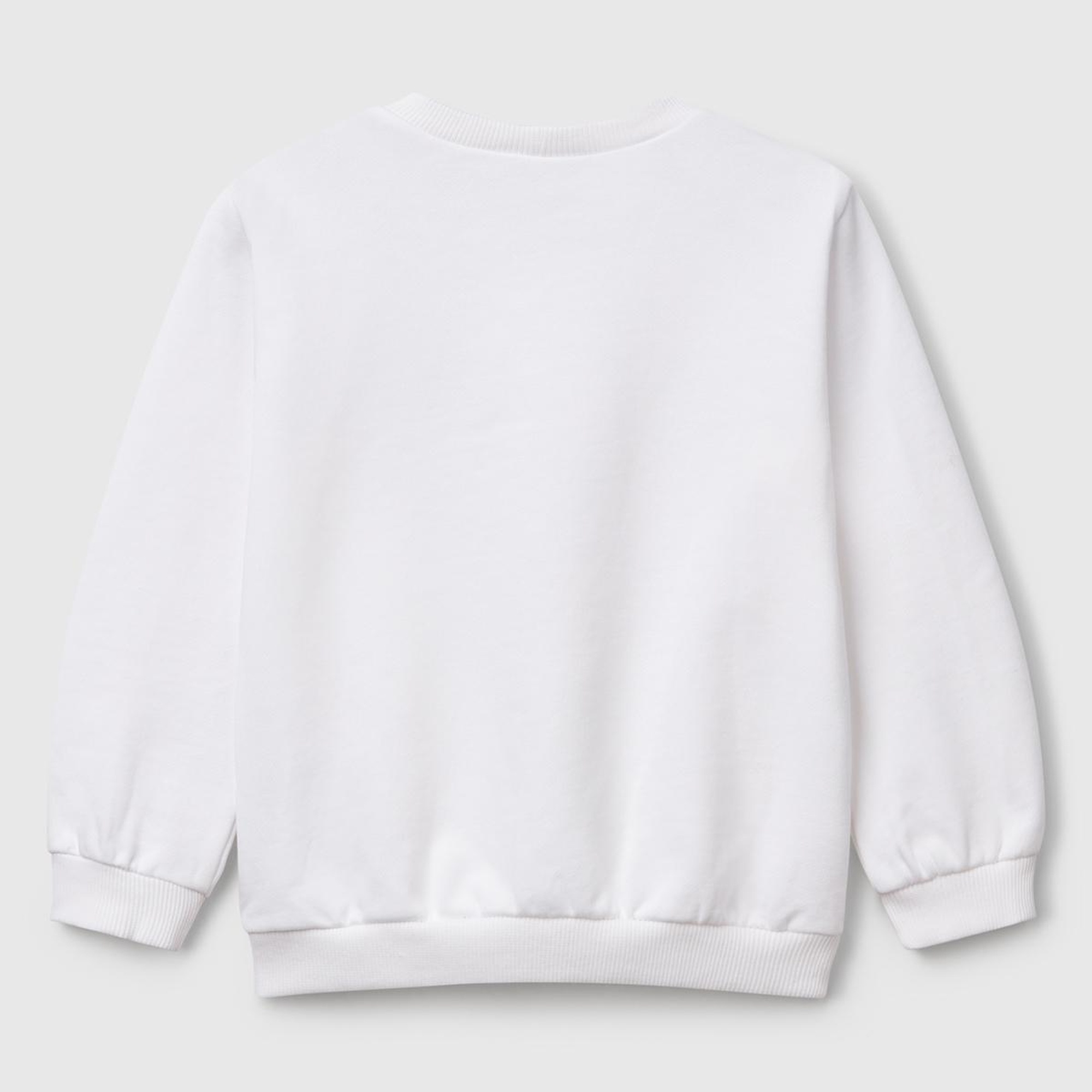 Kız Çocuk Beyaz Rolling Stones Baskılı Etiket Logolu Bisiklet Yaka Sweatshirt