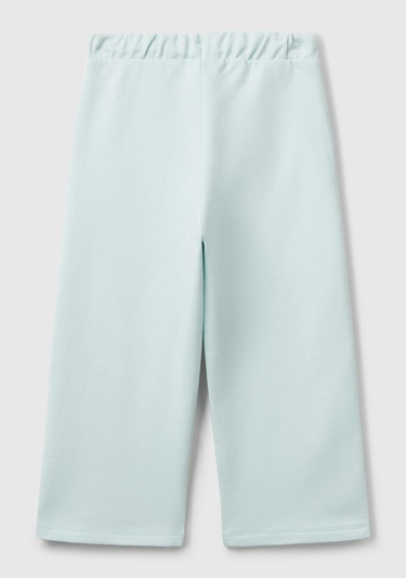  Kız Çocuk Su Yeşili Beli İpli Cepli Etiket Logolu Bol Paça Eşofman Altı