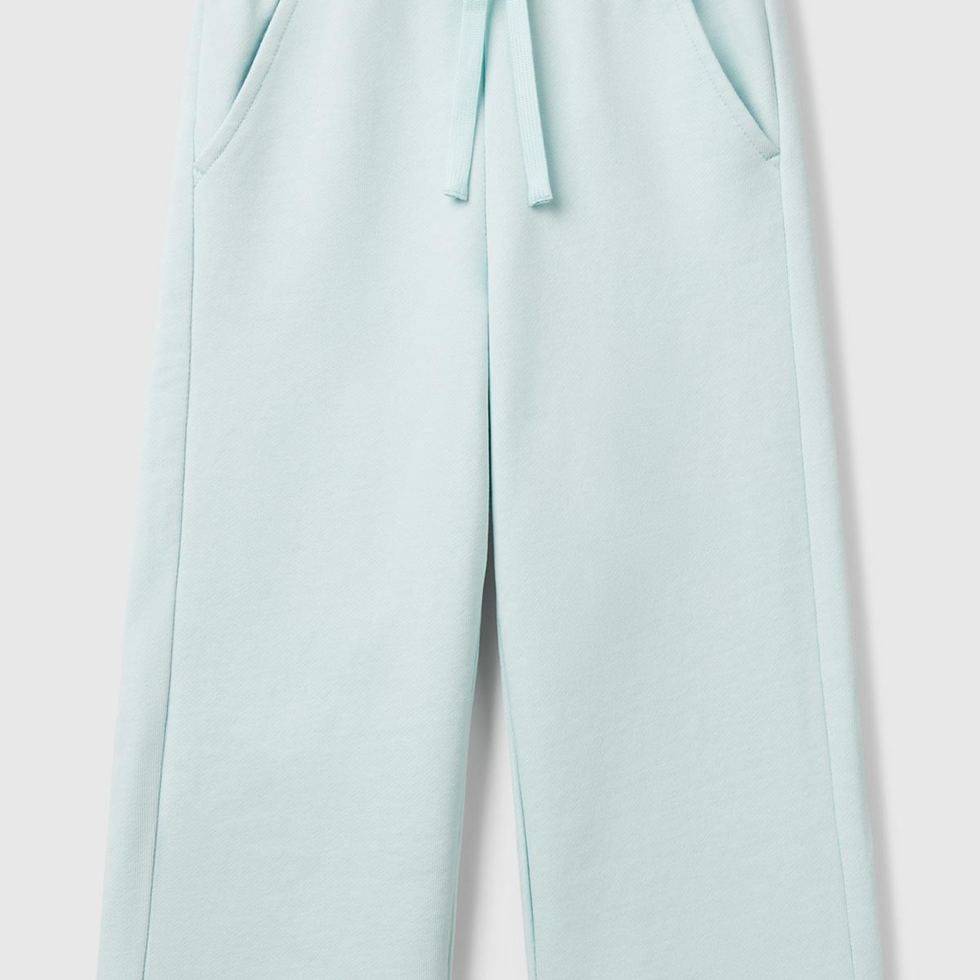 Kız Çocuk Su Yeşili Beli İpli Cepli Etiket Logolu Bol Paça Eşofman Altı