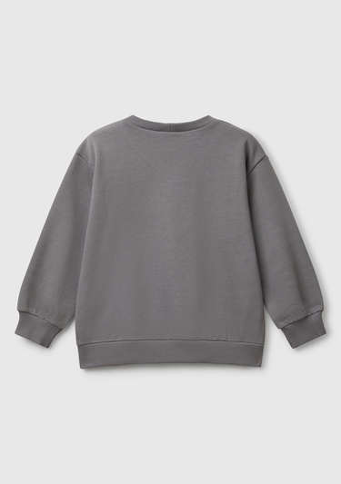  Erkek Çocuk Antrasit Rolling Stones Baskılı Etiket Logolu Bisiklet Yaka Sweatshirt