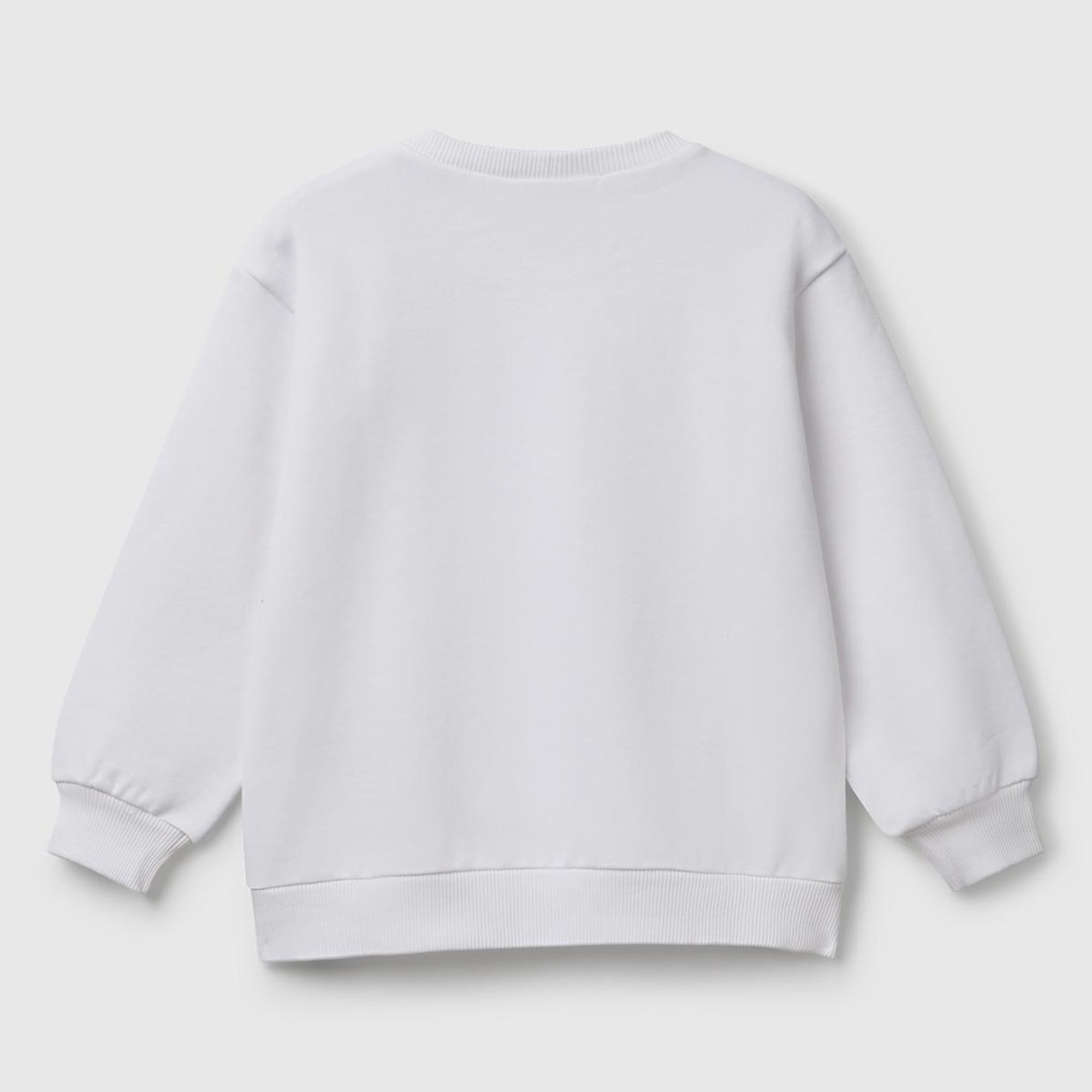 Erkek Çocuk Beyaz Rolling Stones Baskılı Etiket Logolu Bisiklet Yaka Sweatshirt