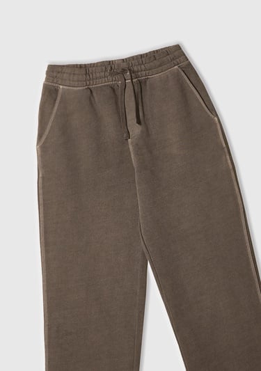  Erkek Çocuk Antrasit Soluk Efektli Yanı Detaylı Büzgü İpli Loose Fit Eşofman Altı