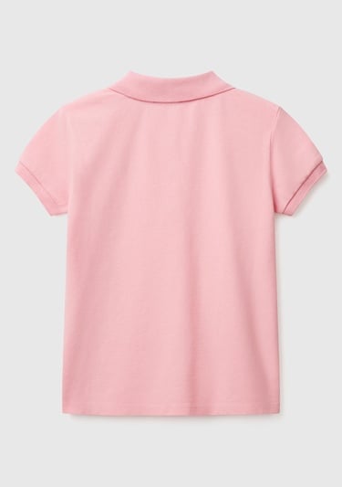  Kız Çocuk Pembe Logolu Pike Polo T-Shirt