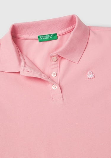  Kız Çocuk Pembe Logolu Pike Polo T-Shirt