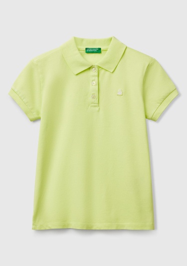  Kız Çocuk Sarı Logolu Pike Polo T-Shirt
