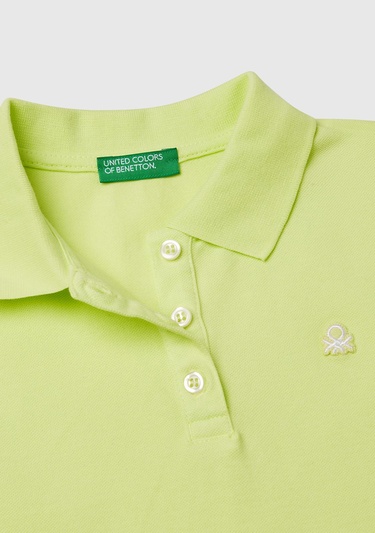  Kız Çocuk Sarı Logolu Pike Polo T-Shirt