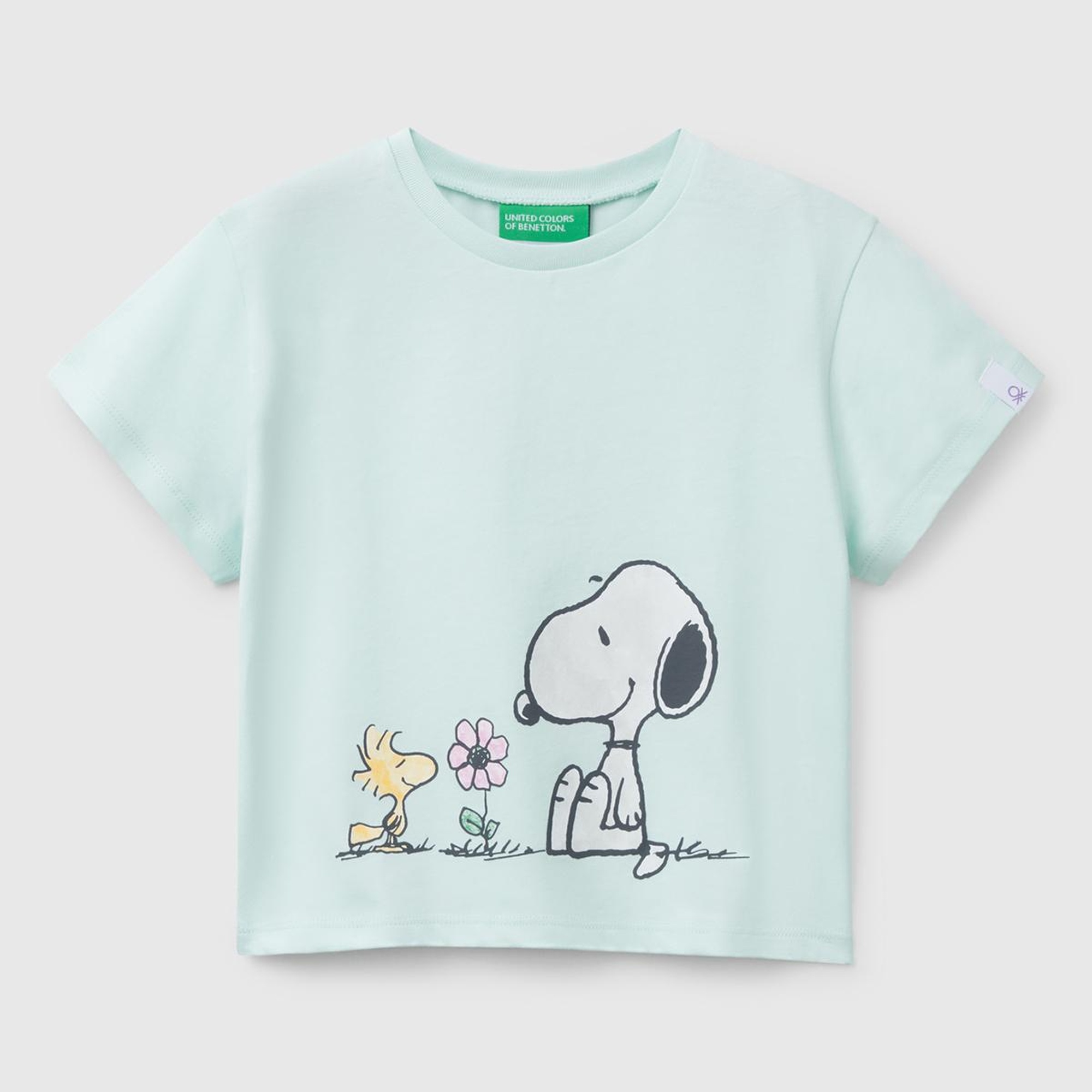 Kız Çocuk Su Yeşili Peanuts Baskılı T-Shirt