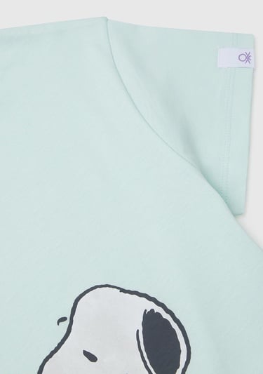  Kız Çocuk Su Yeşili Peanuts Baskılı T-Shirt
