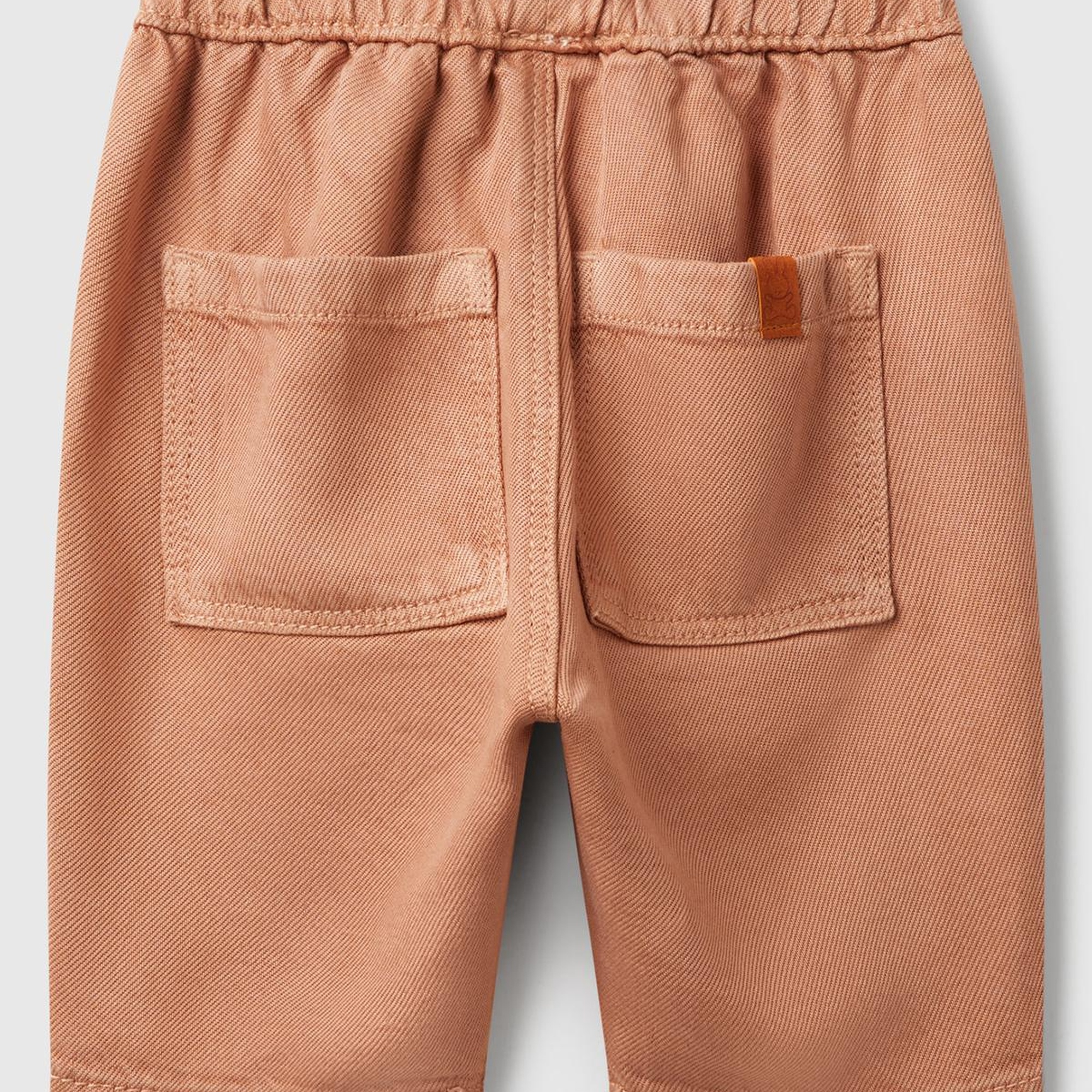 Bebek Tarçın Logo Detaylı Beli Lastikli Büzgü İpli Yama Cepli Pantolon