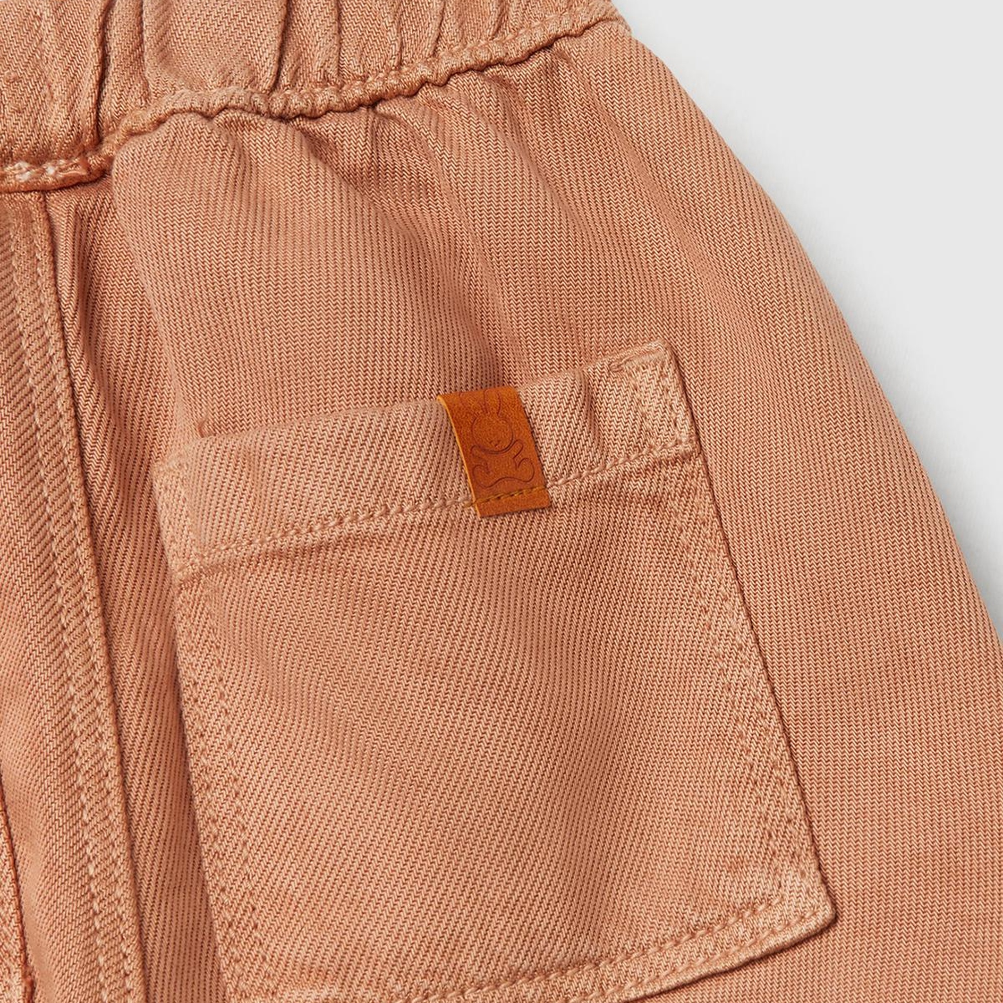 Bebek Tarçın Logo Detaylı Beli Lastikli Büzgü İpli Yama Cepli Pantolon