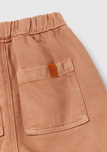  Bebek Tarçın Logo Detaylı Beli Lastikli Büzgü İpli Yama Cepli Pantolon