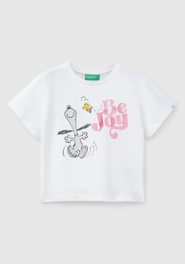  Kız Çocuk Beyaz Peanuts Baskılı T-Shirt