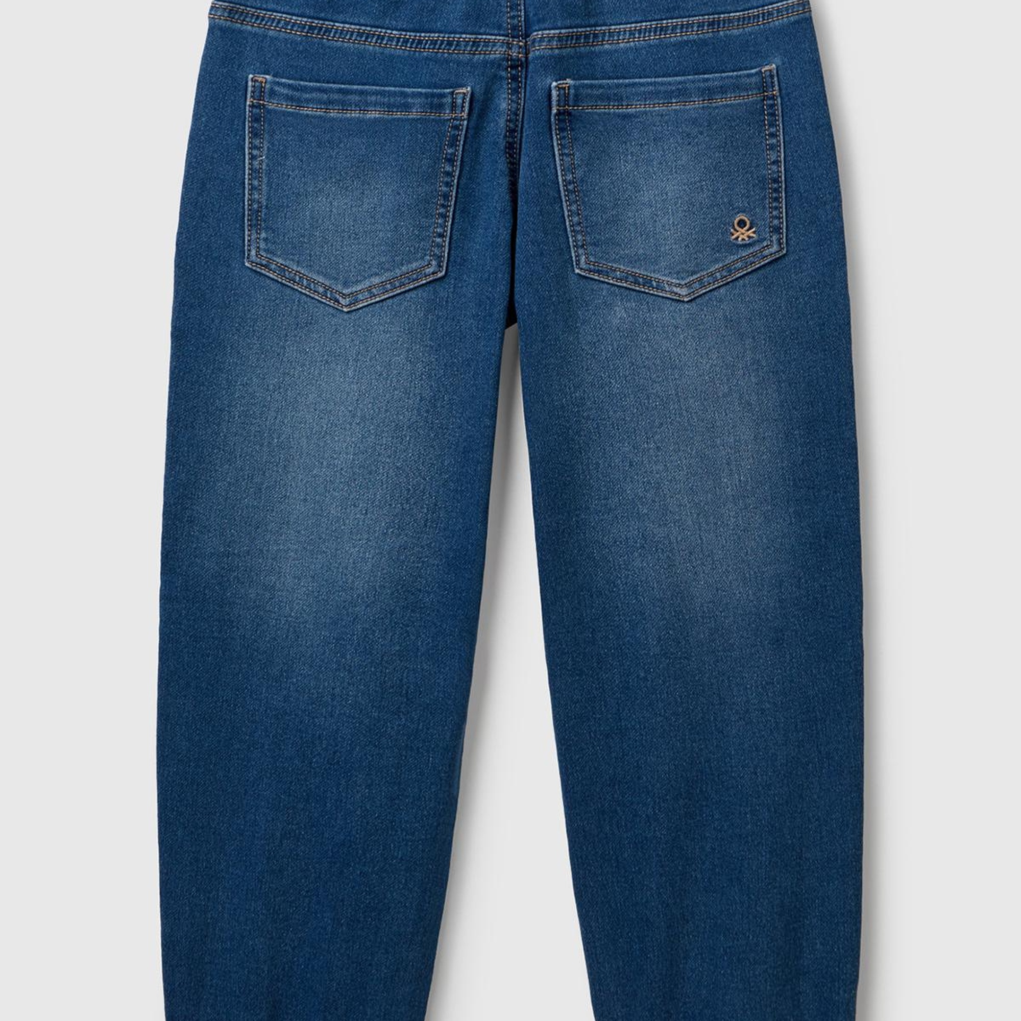 Erkek Çocuk Koyu Denim Logo Detaylı Büzgü İpli Denim Jogger Pantolon