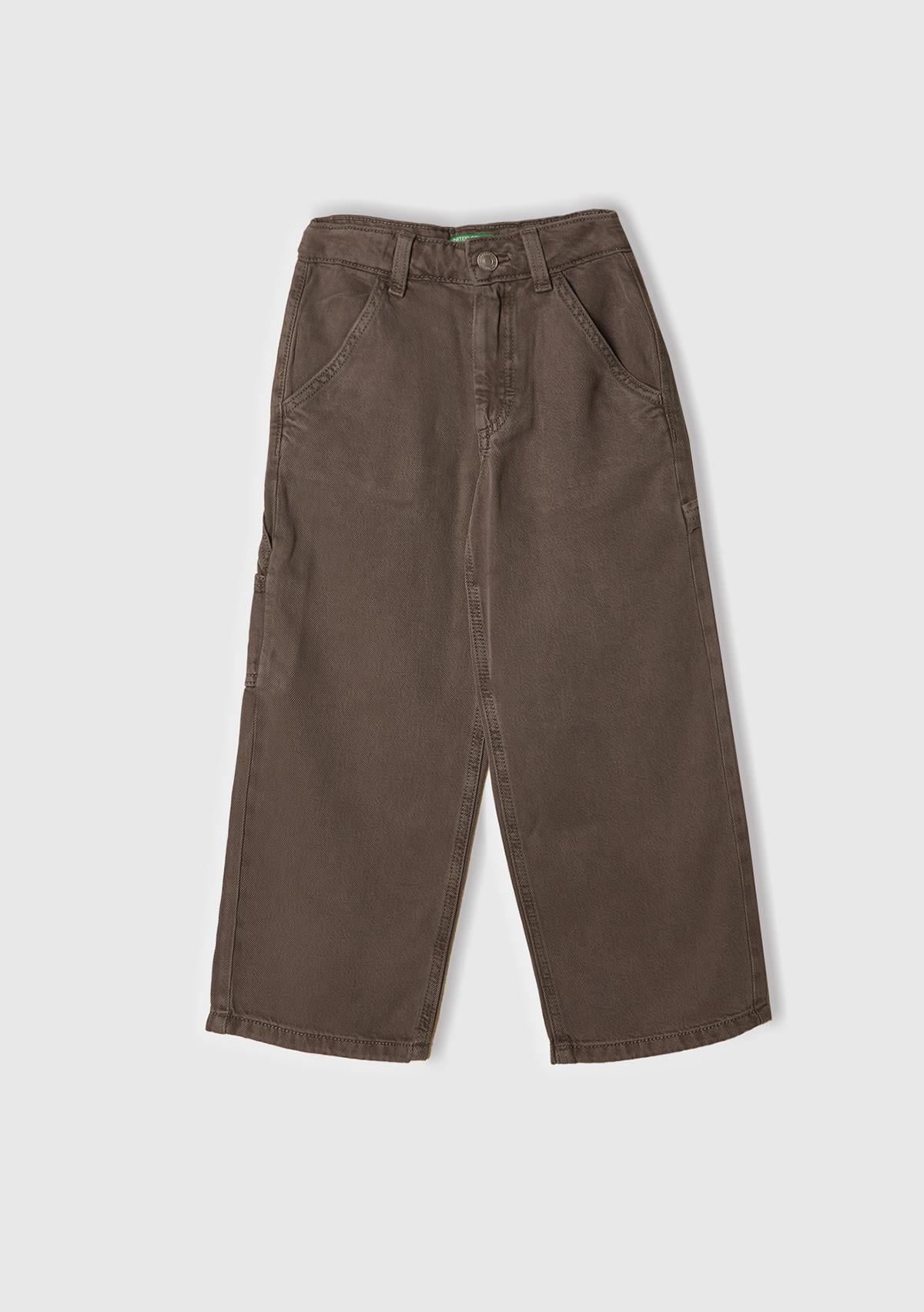  Kız Çocuk Antrasit %100 Liyosel Logo İşlemeli Yanı Halka Detaylı Pantolon