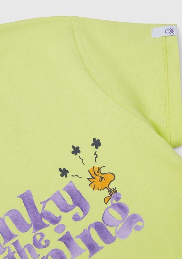  Kız Çocuk Sarı Peanuts Baskılı T-Shirt