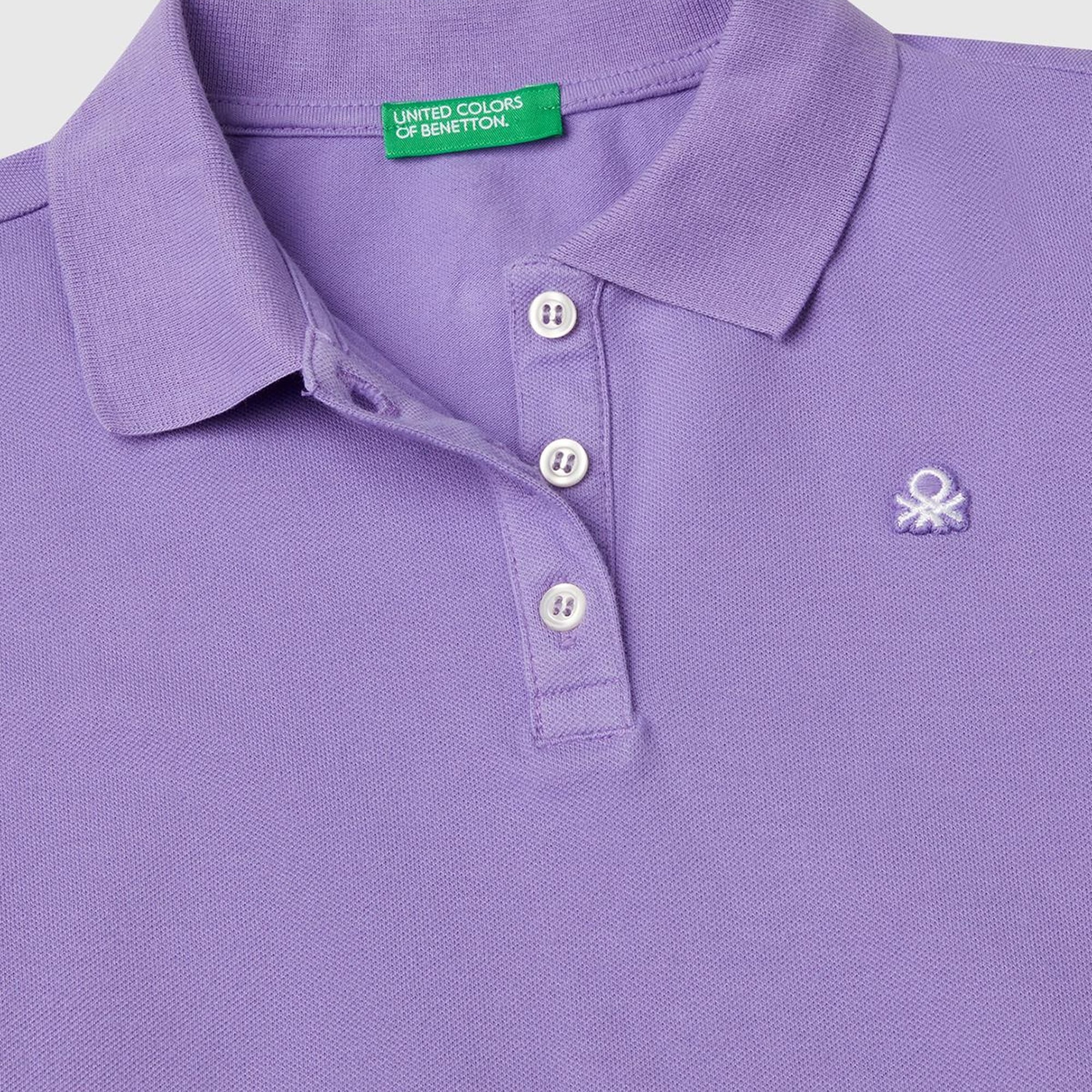 Kız Çocuk Mor Logolu Pike Polo T-Shirt