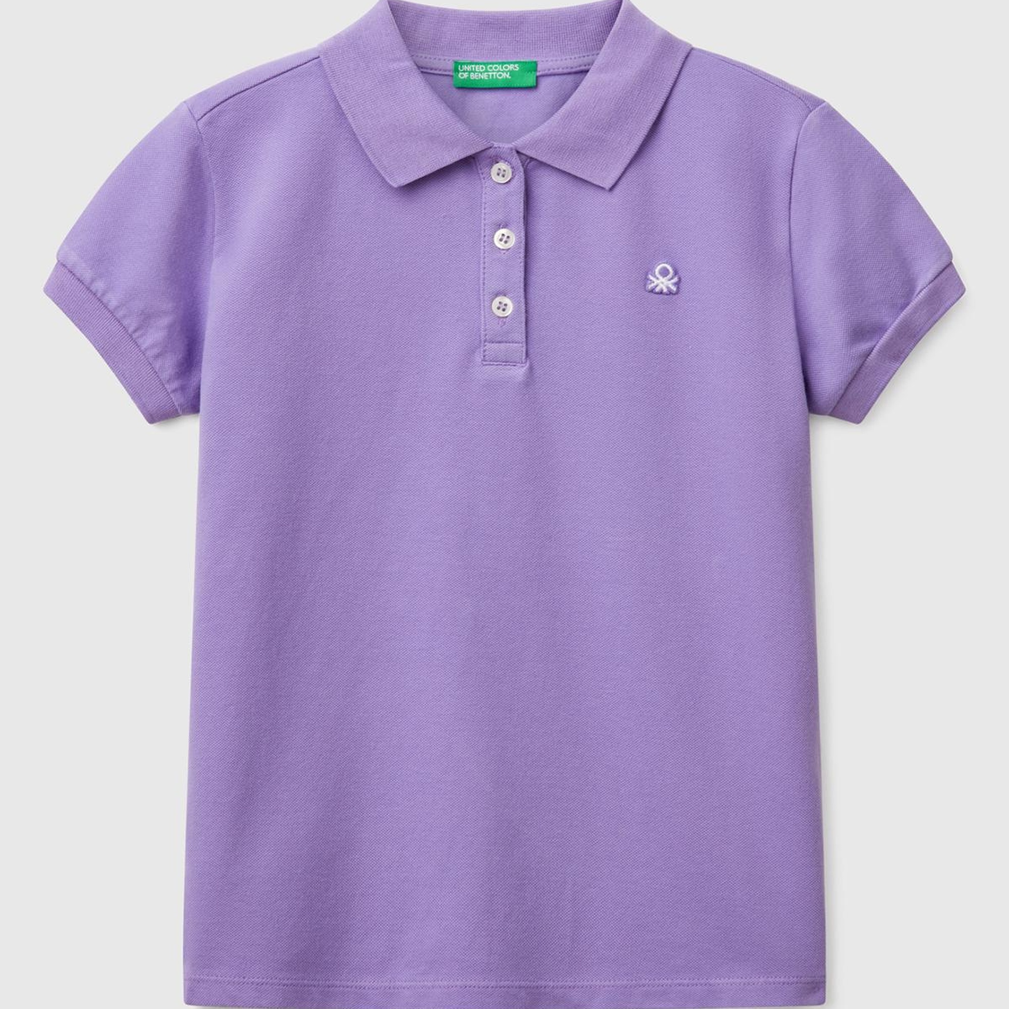 Kız Çocuk Mor Logolu Pike Polo T-Shirt