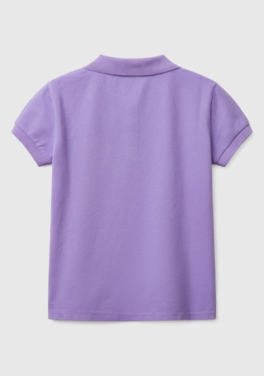  Kız Çocuk Mor Logolu Pike Polo T-Shirt