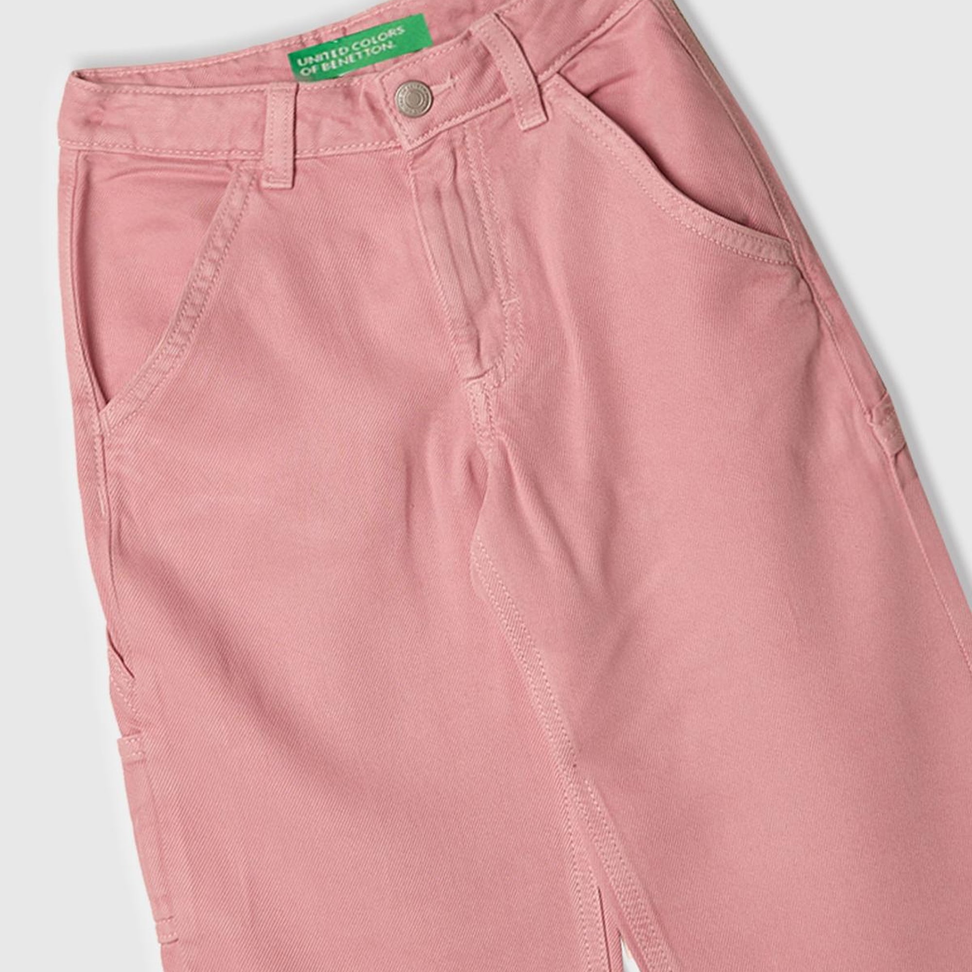 Kız Çocuk Pembe %100 Liyosel Logo İşlemeli Yanı Halka Detaylı Pantolon