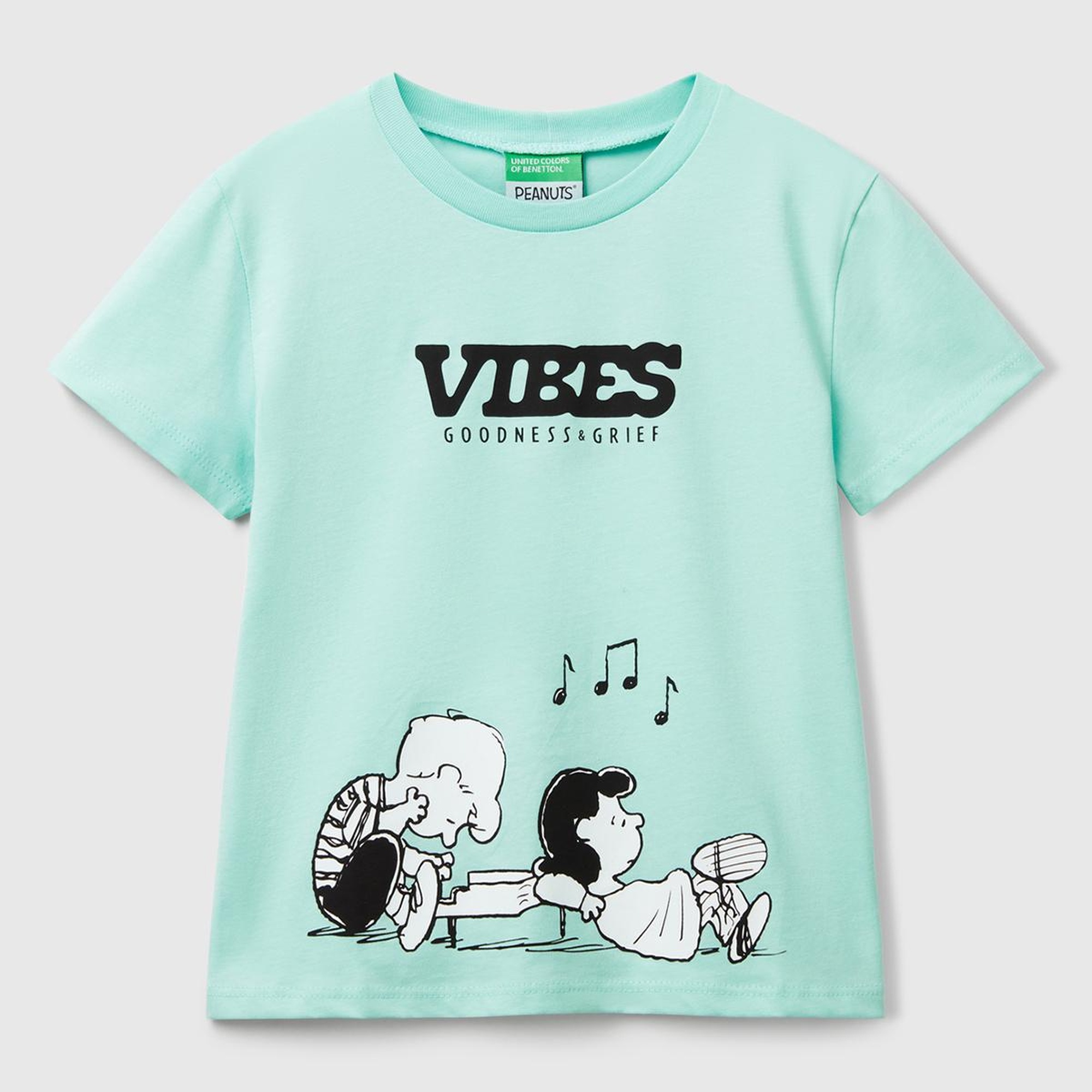 Kız Çocuk Su Yeşili Peanuts Baskılı T-Shirt