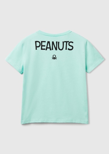  Kız Çocuk Su Yeşili Peanuts Baskılı T-Shirt