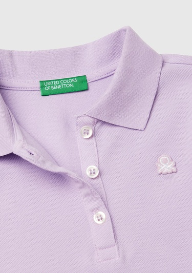  Kız Çocuk Lila Logolu Pike Polo T-Shirt