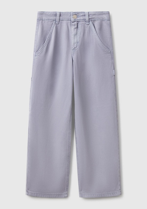  Kız Çocuk Lila %100 Liyosel Logo İşlemeli Yanı Halka Detaylı Pantolon