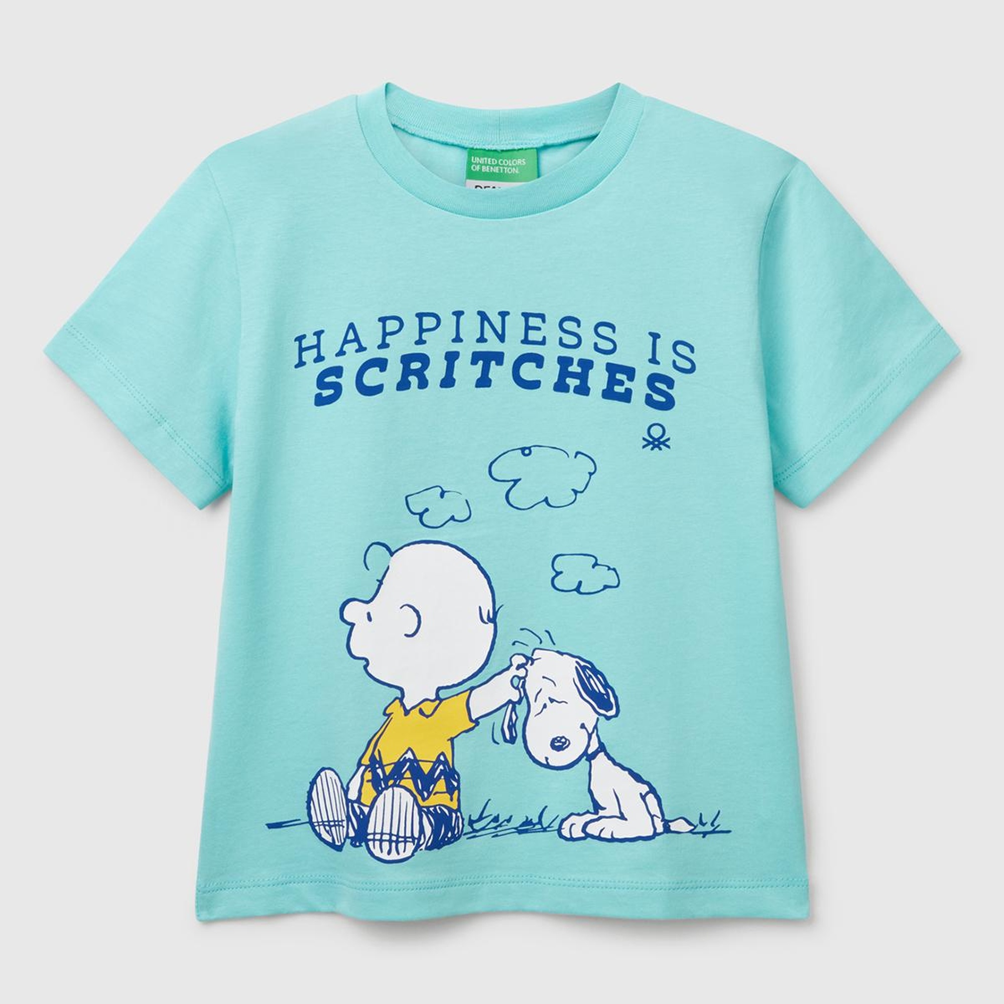 Erkek Çocuk Su Yeşili Peanuts Baskılı T-Shirt