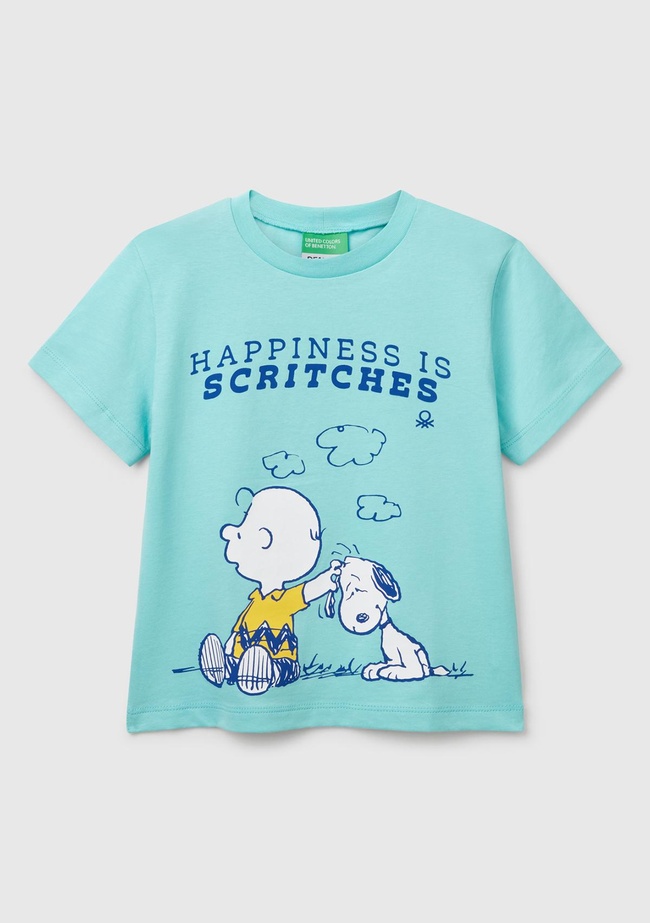  Erkek Çocuk Su Yeşili Peanuts Baskılı T-Shirt