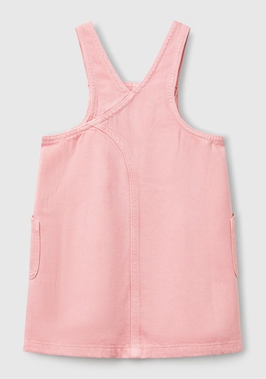  Kız Çocuk Pembe %100 Liyosel Logo Etiketli Yama Cepli Askılı Salopet