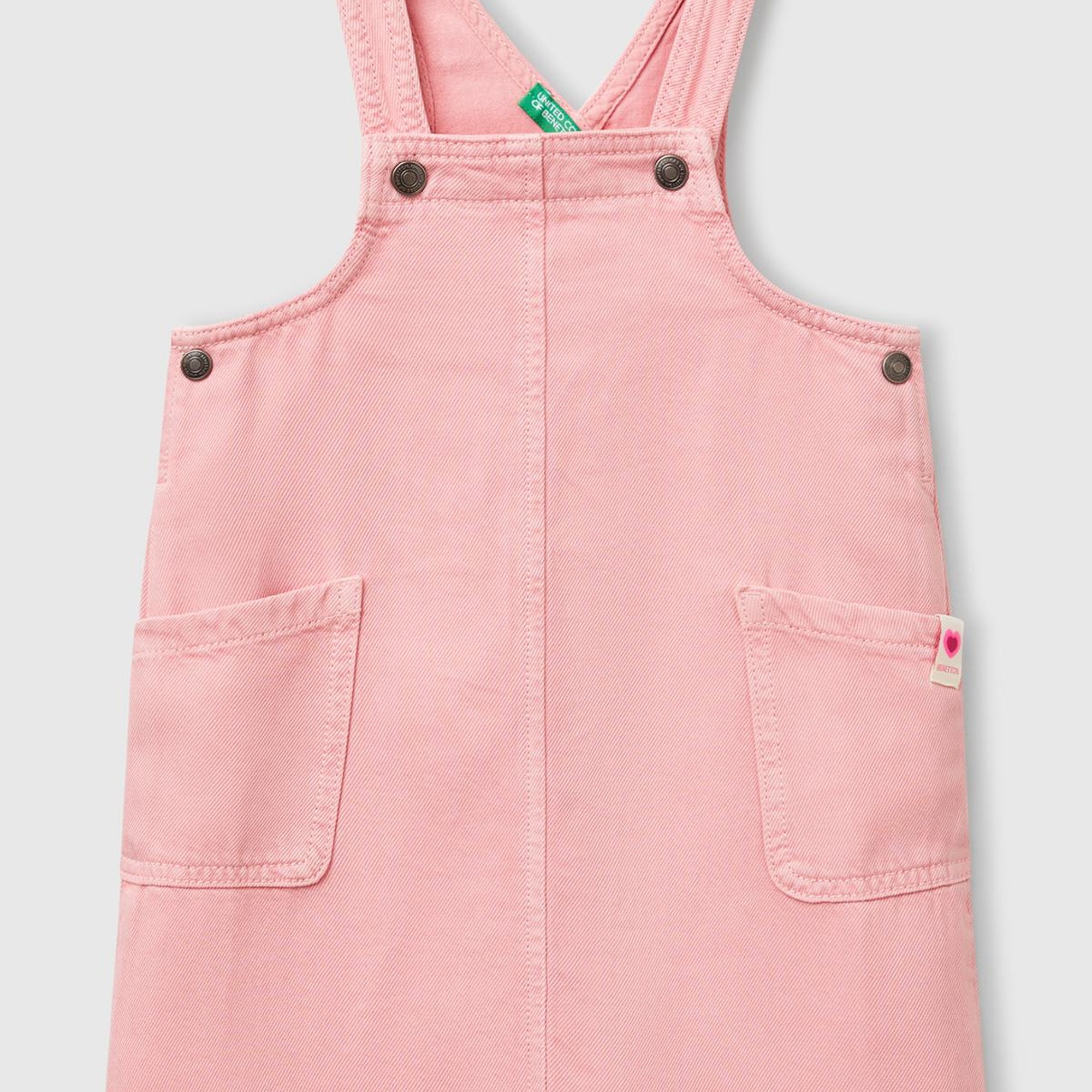 Kız Çocuk Pembe %100 Liyosel Logo Etiketli Yama Cepli Askılı Salopet