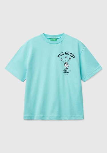  Erkek Çocuk Su Yeşili Peanuts Baskılı T-Shirt