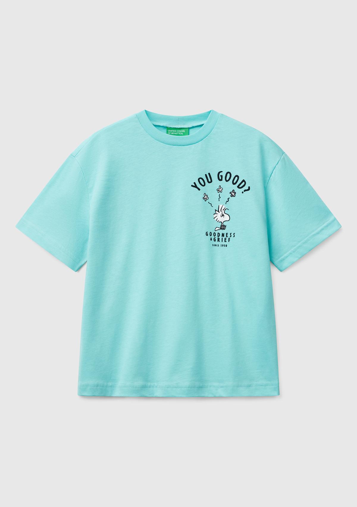  Erkek Çocuk Su Yeşili Peanuts Baskılı T-Shirt