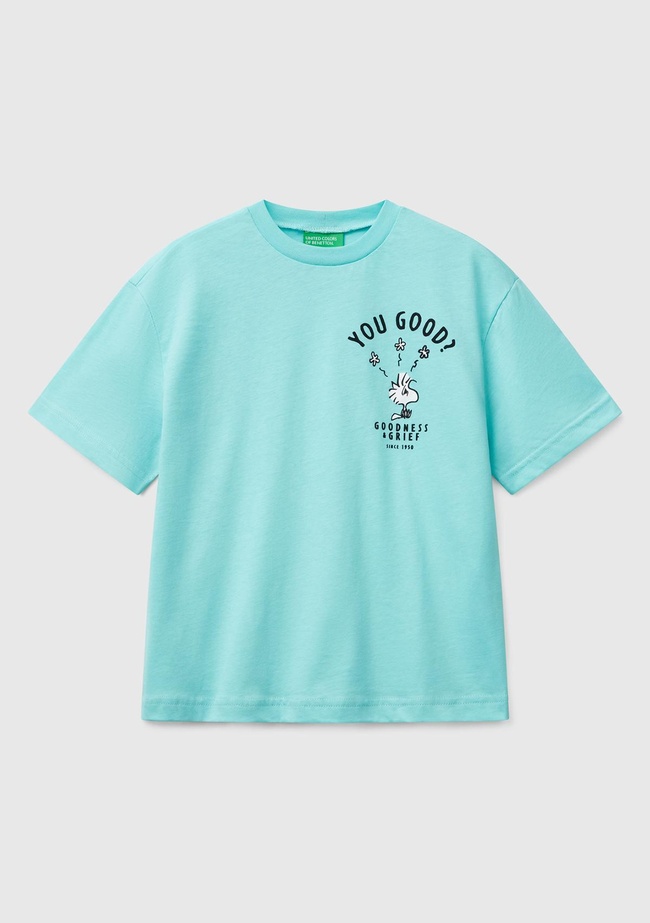  Erkek Çocuk Su Yeşili Peanuts Baskılı T-Shirt