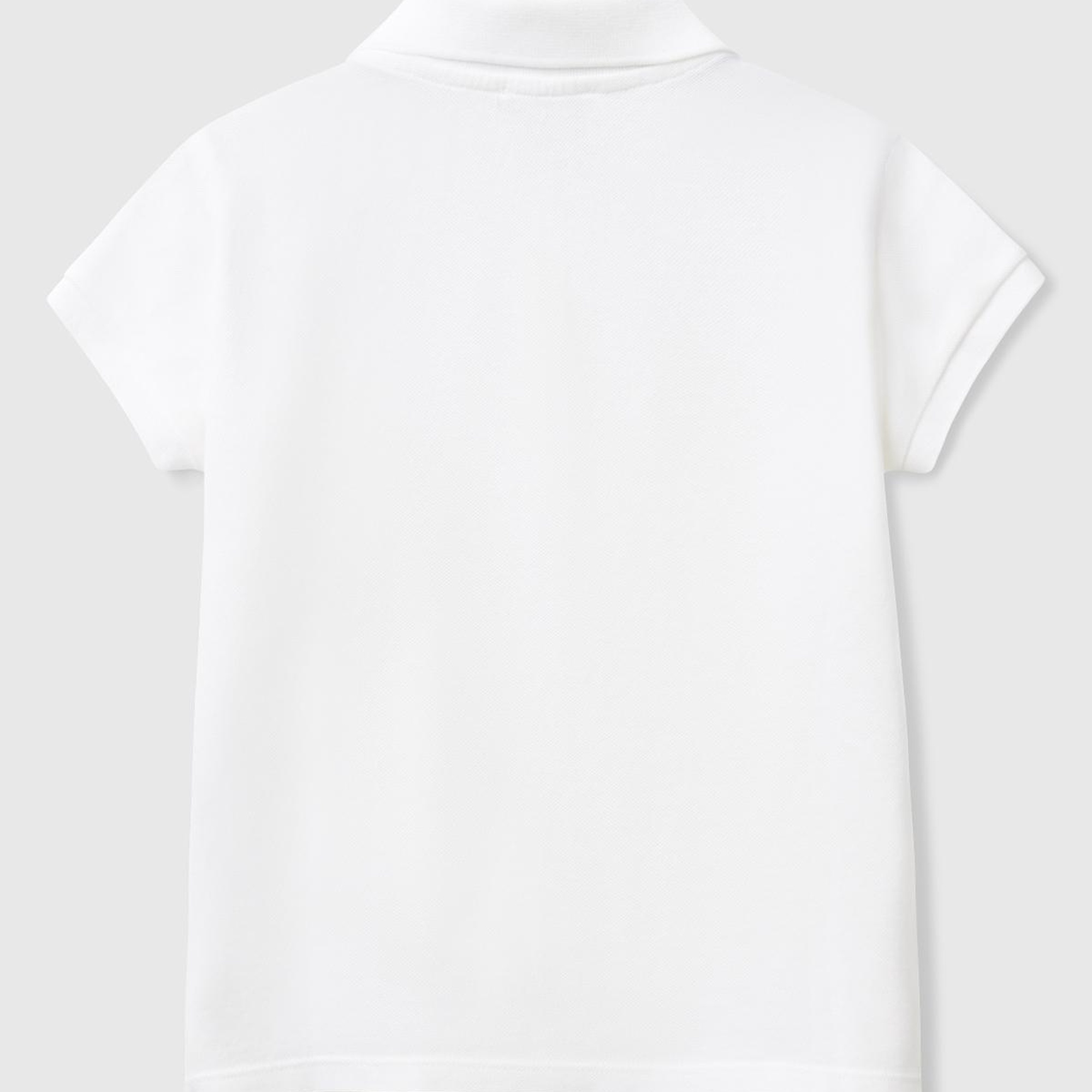 Kız Çocuk Beyaz Logolu Pike Polo T-Shirt