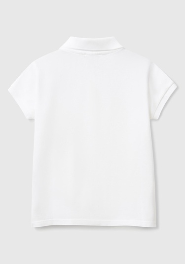  Kız Çocuk Beyaz Logolu Pike Polo T-Shirt