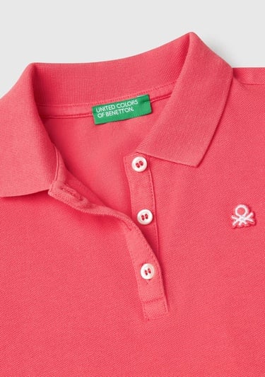  Kız Çocuk Fuşya Logolu Pike Polo T-Shirt