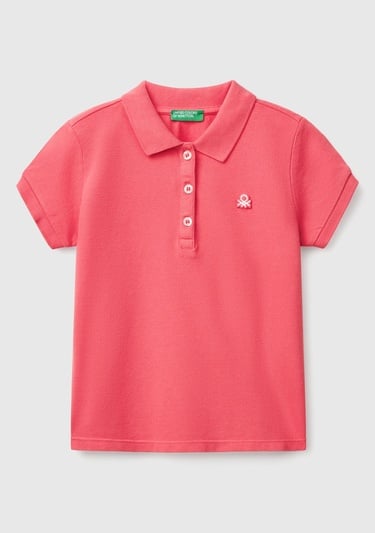  Kız Çocuk Fuşya Logolu Pike Polo T-Shirt