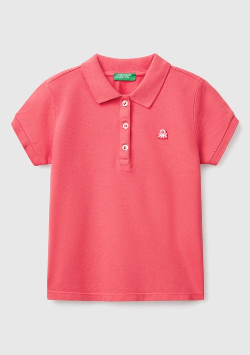  Kız Çocuk Fuşya Logolu Pike Polo T-Shirt