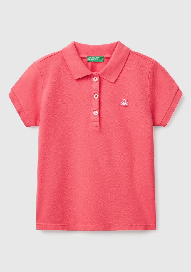  Kız Çocuk Fuşya Logolu Pike Polo T-Shirt