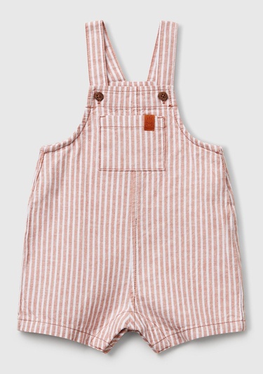  Bebek Bej Çizgili Logo Detaylı Cepli Yanları Gizli Çıtçıtlı Kısa Tulum