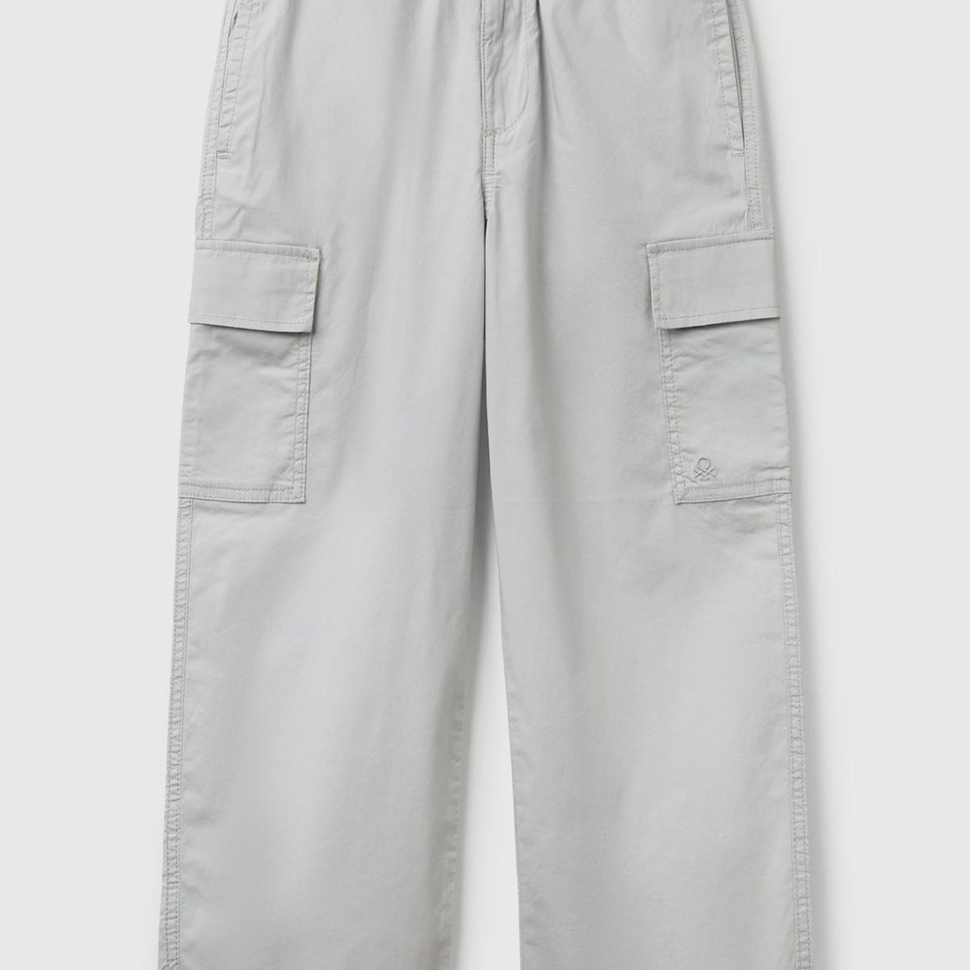 Erkek Çocuk Gri Melanj Logo Detaylı Paraşüt Pantolon