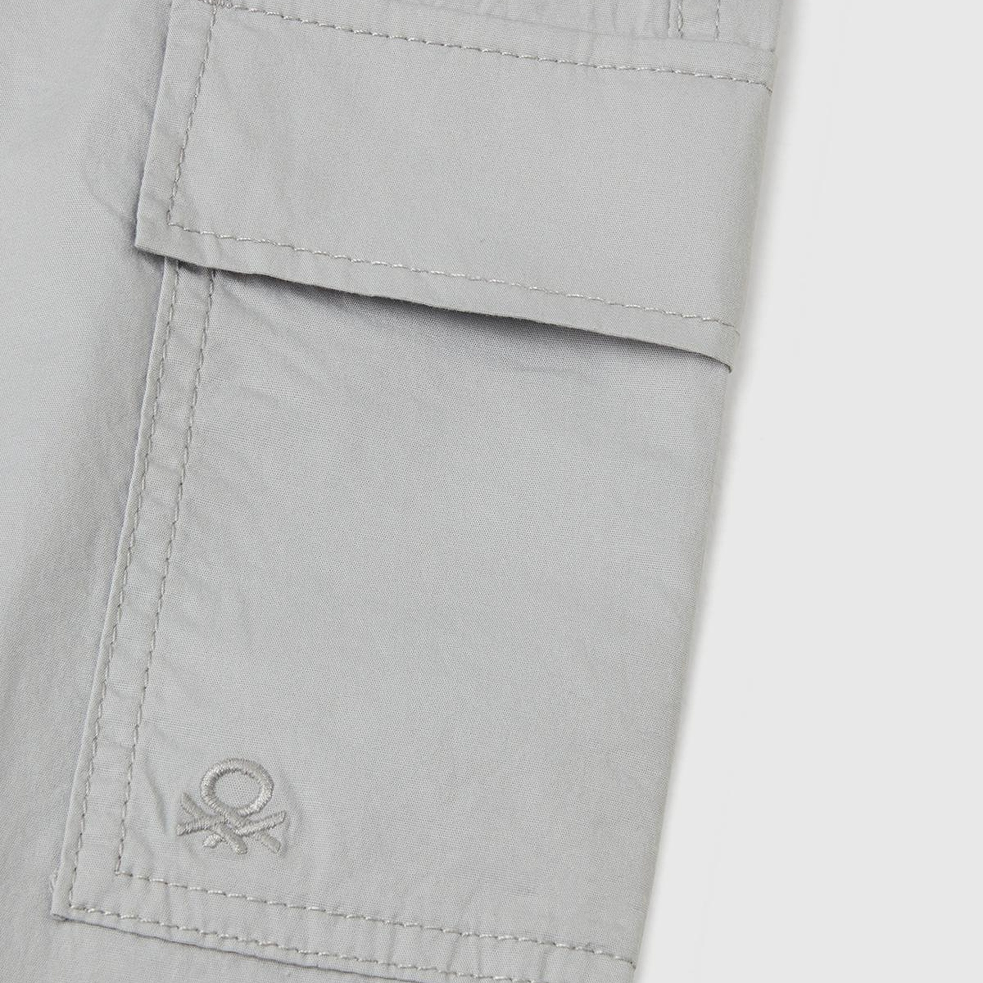 Erkek Çocuk Gri Melanj Logo Detaylı Paraşüt Pantolon